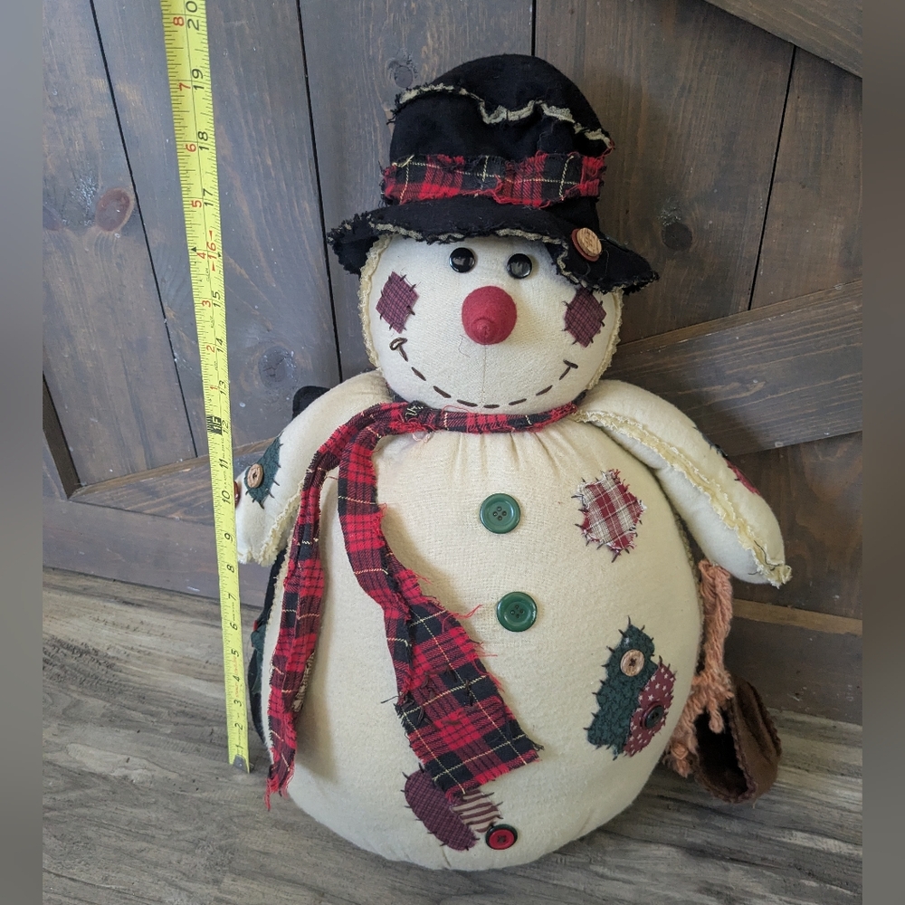 Large Primitive Vintage Quilt Patch Snowman